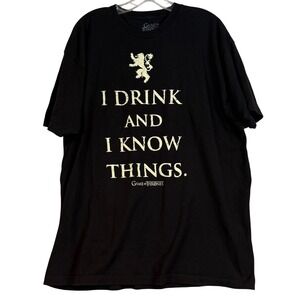 Game of Thrones Mens 2XL Black I Drink and I Know Things Graphic T-Shirt Medival